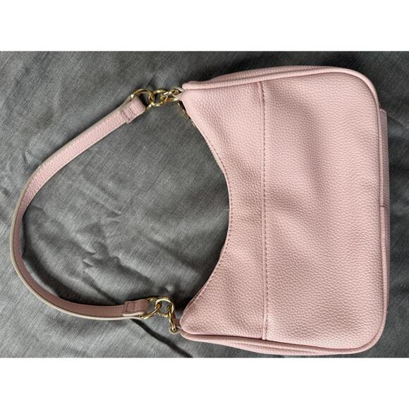 Nanette Lepore Pink & Gold Faux Zip Close Leather Compact Shoulder Bag - Picture 2 of 8